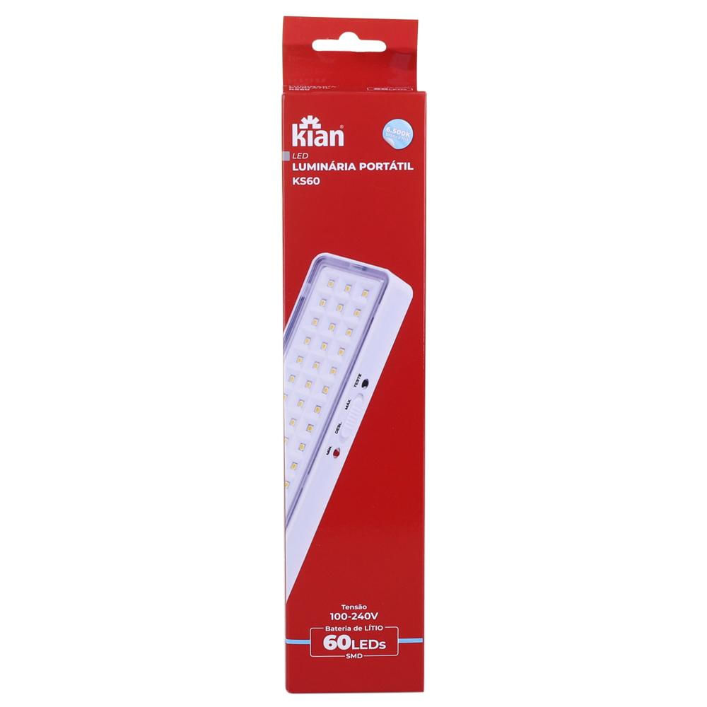 Luminária de Emergência com 60 Leds Kian Bivolt Bivolt