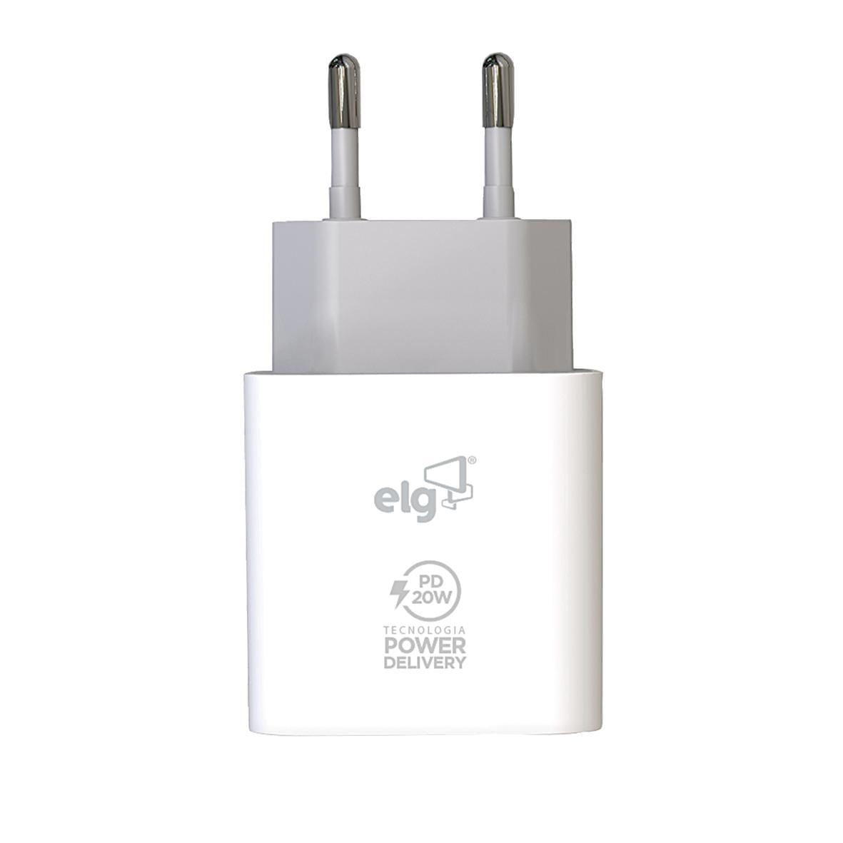 Carregador de Parede USB-C 20W ELG WCPD Branco Branca