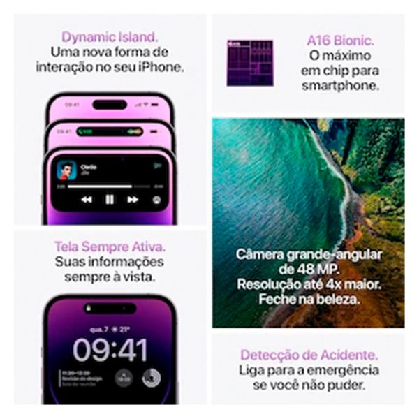 iPhone 14 Pro 1TB IOS 16 Roxo-Profundo Apple