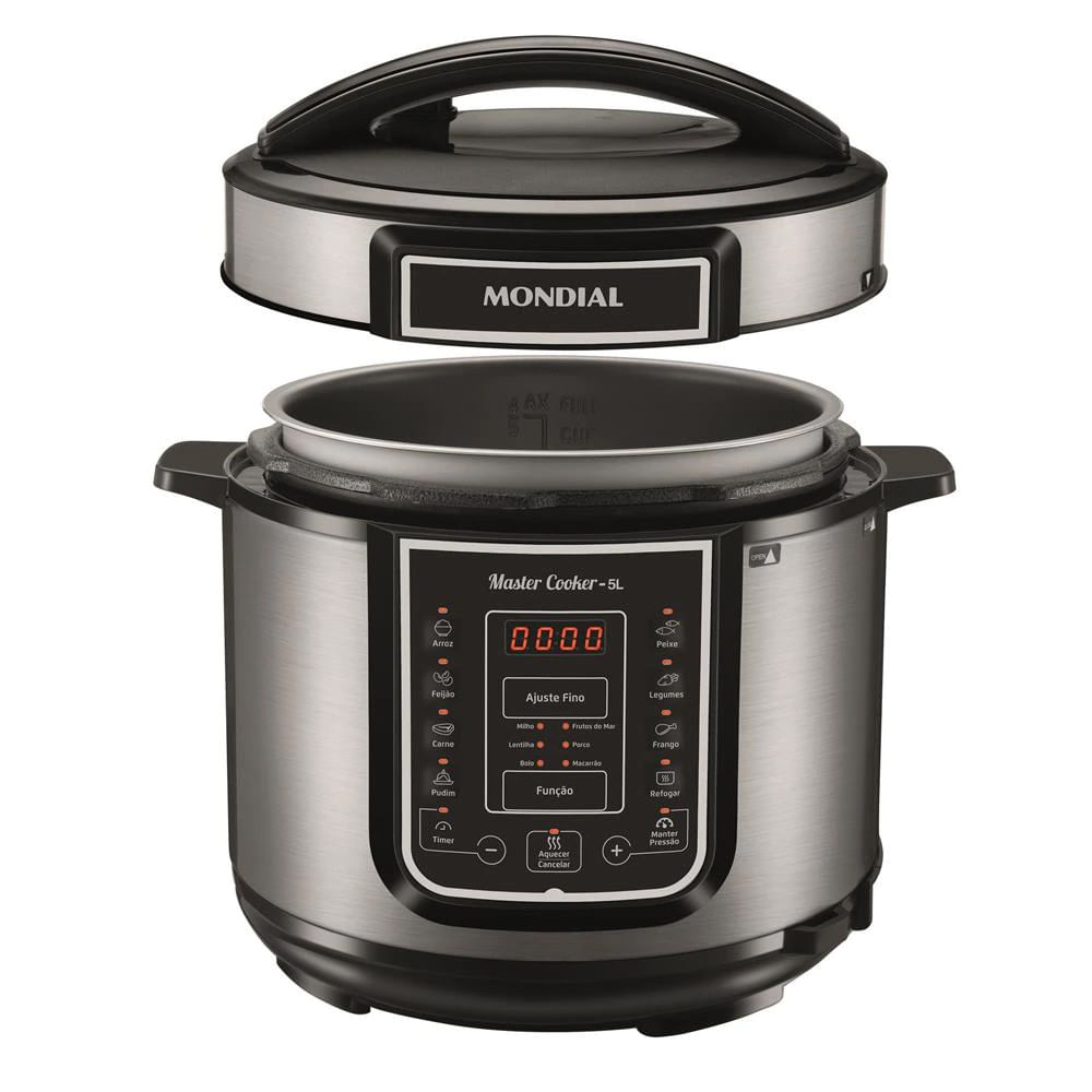 Panela Elétrica de Pressão Digital Master Cooker PE38 5 Litros Mondial Inox com Preto / 220V