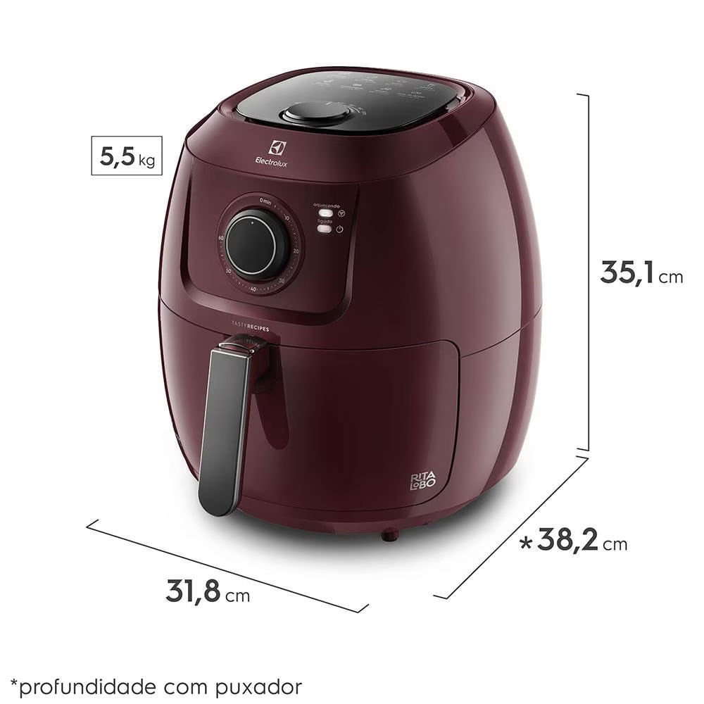 Fritaderia Elétrica Sem Óleo Air Fryer Electrolux EAF51 5 Litros Vermelha Escura / 110V