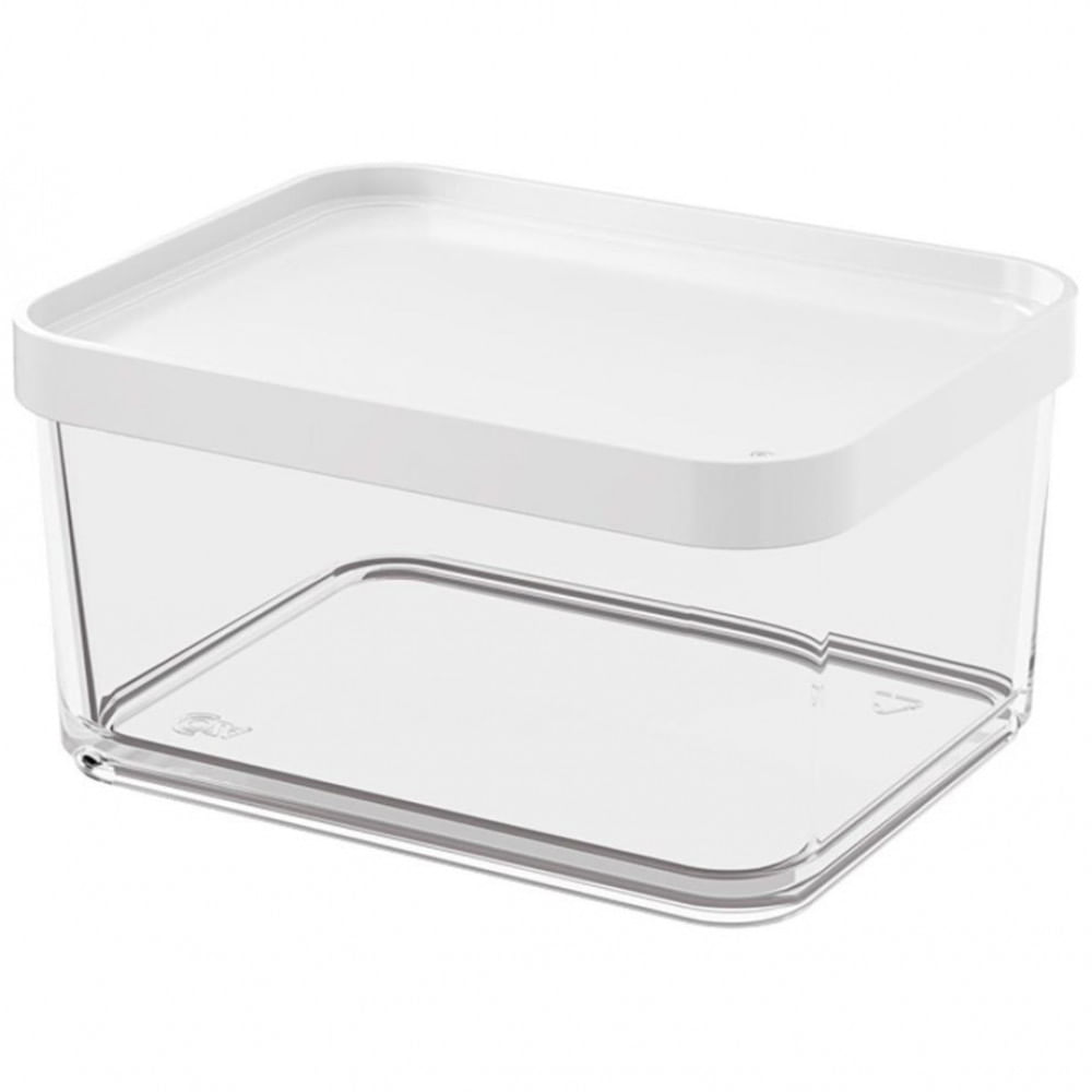 Pote Clear Grande Coza 20767/0007 em Poliestireno 1 L Branco com Transparente