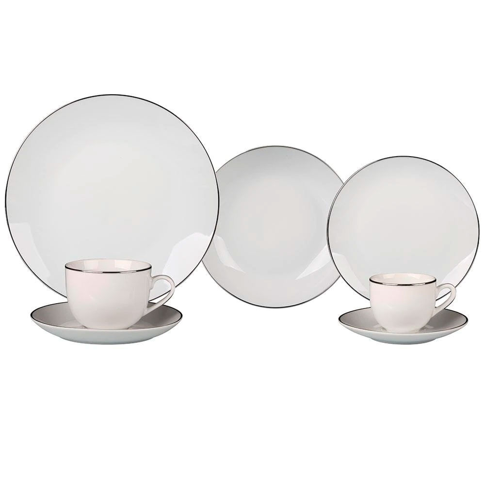 Aparelho de Jantar 42 Peças L`Hermitage Silver em Porcelana