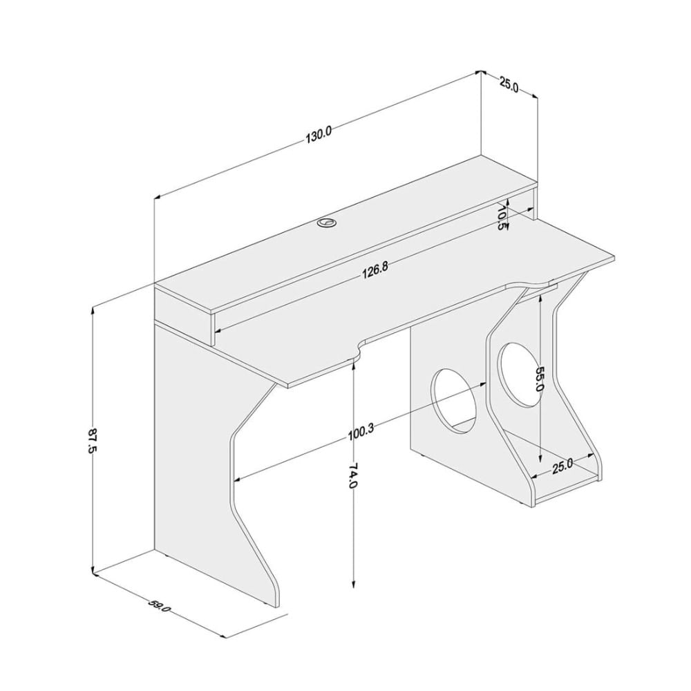 Mesa para Computador Gamer Politorno Fremont com 1 Nicho e 1 Prateleira Preta e Verde