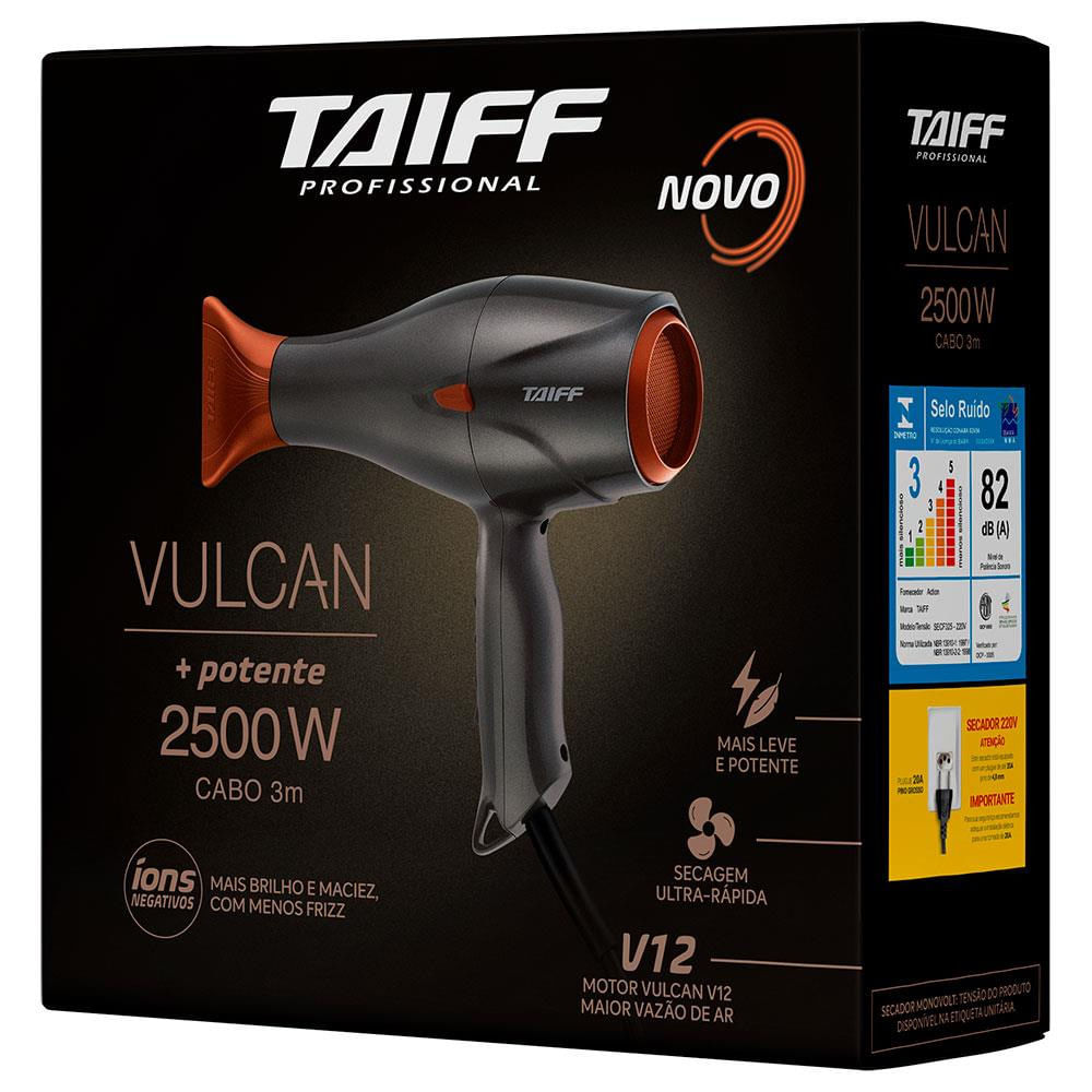 Secador de Cabelos Taiff Vulcan Diamante Íon Cerâmica Motor AC Profissional 2500W Laranja e Grafite / 220V