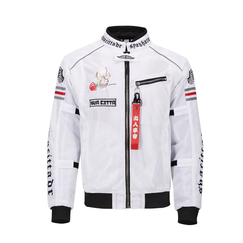 Conjunto de Roupa de Motocicleta Masculina Respirável e Protetora M / branco