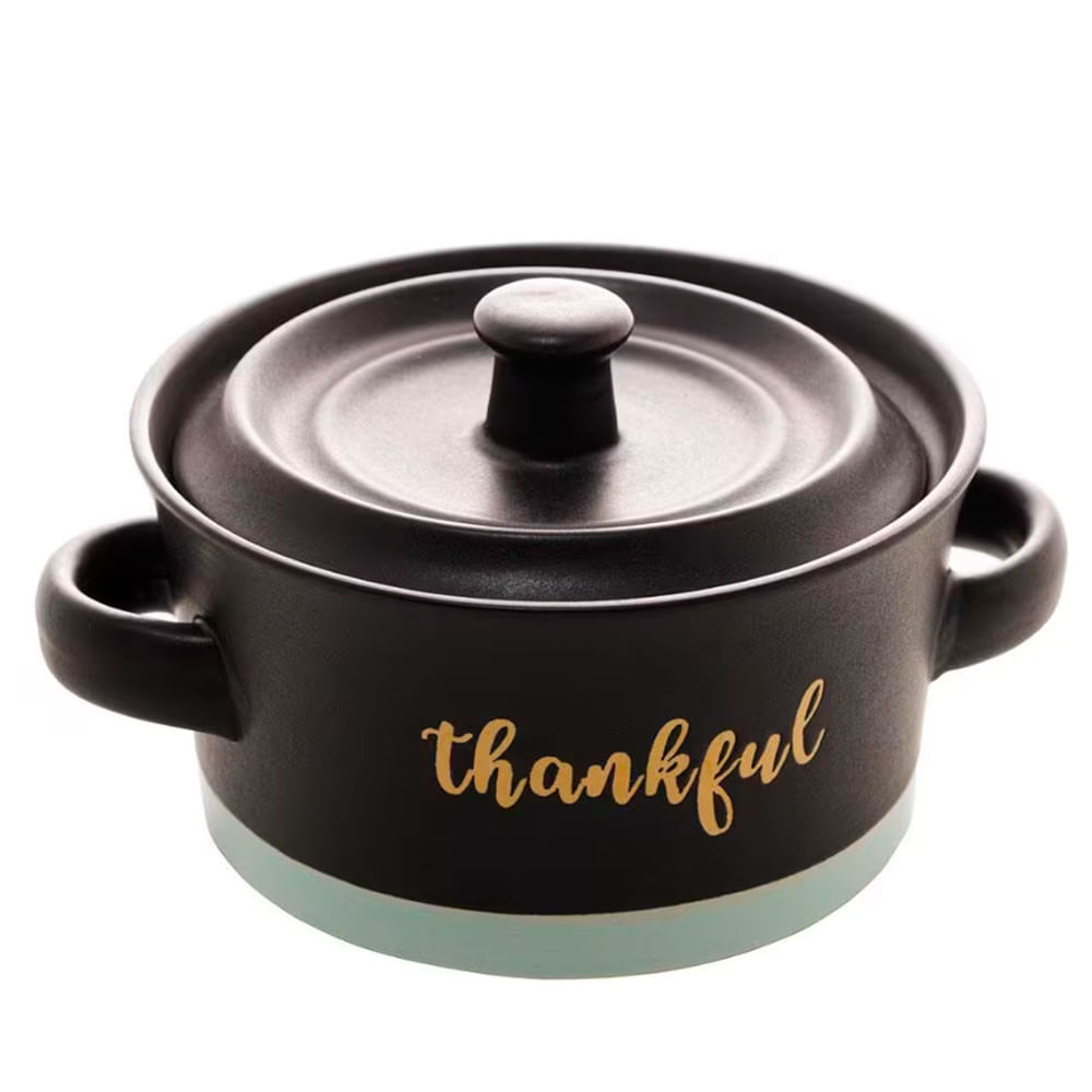 Mini Caçarola Refratária com Tampa Wolff Thankful em Cerâmica 450 ml Preto