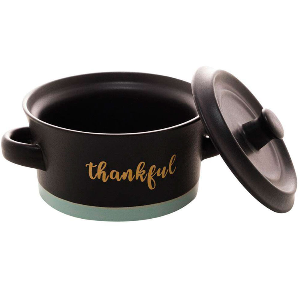 Mini Caçarola Refratária com Tampa Wolff Thankful em Cerâmica 450 ml Preto