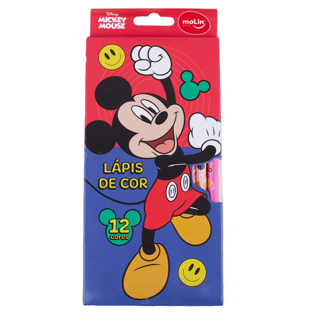 Lápis de Cor 12 Cores Disney Mickey Mouse Molin