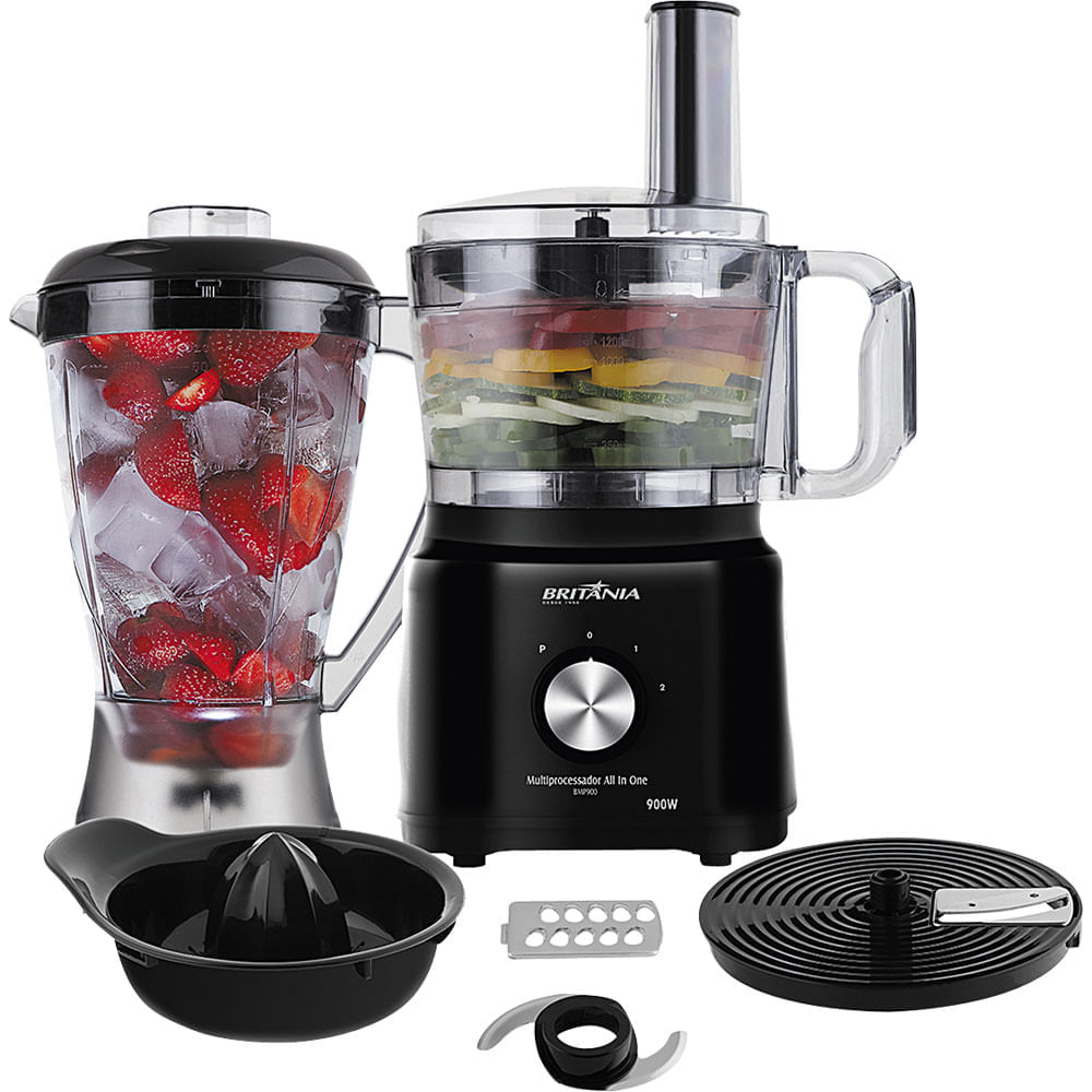 Multiprocessador com Liquidificador Britânia All in One BMP900P Preto 127V