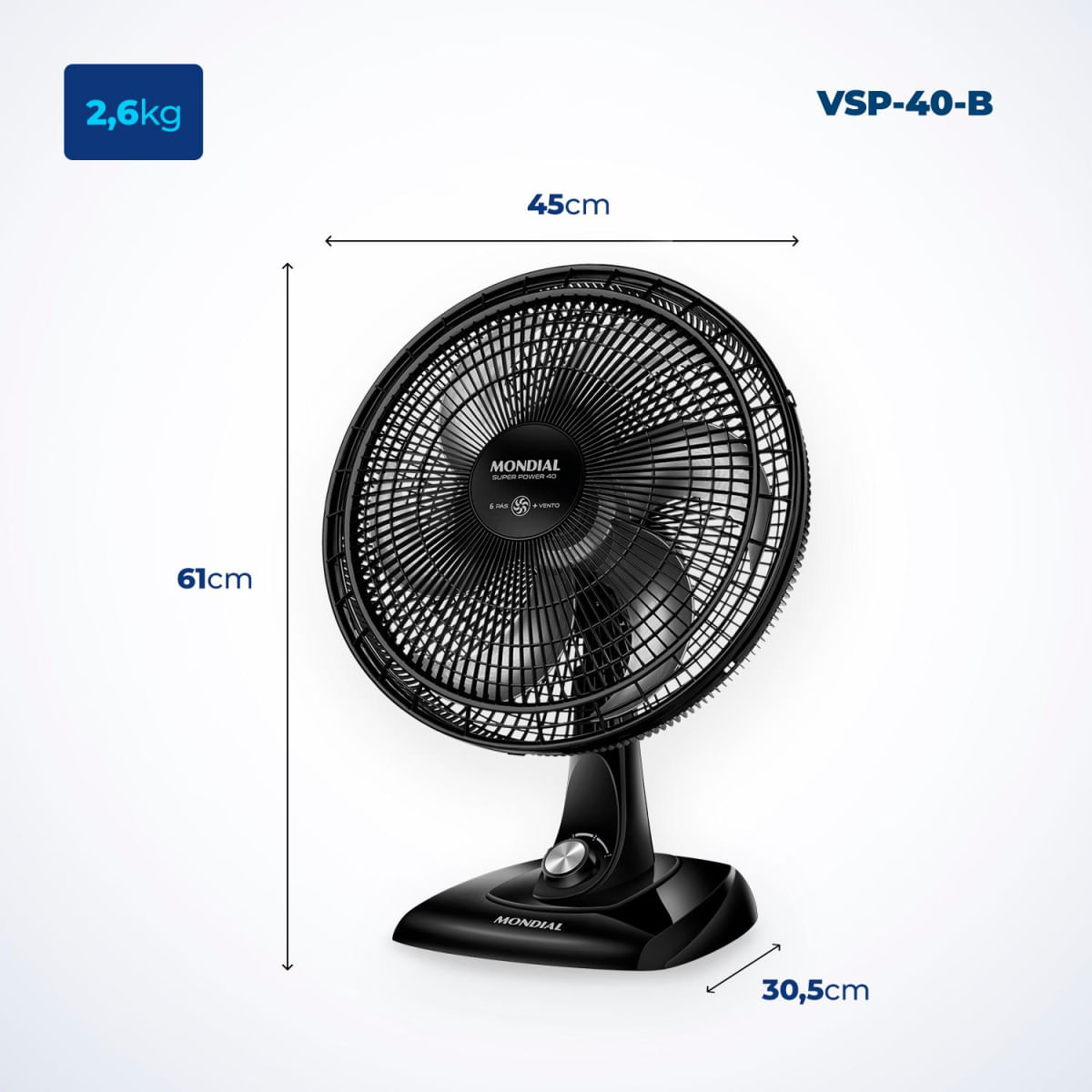 Ventilador de Mesa Cadence 6 Pás VTR409 - 40cm 127V