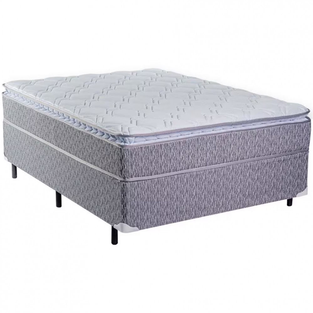 Cama Box de Casal Luckspuma Valência Comfort com Molas Ensacadas e Pillow Top 64x138x188cm