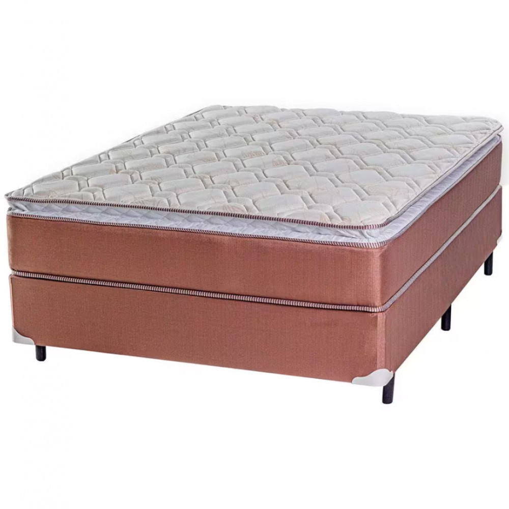 Cama Box Queen Size Luckspuma Madri com Molas Bonnel e Pillow Top 66x158x198cm