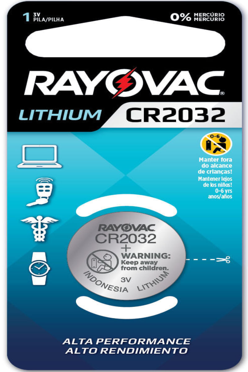 Bateria Eletrônica 3V CR2032 Rayovac