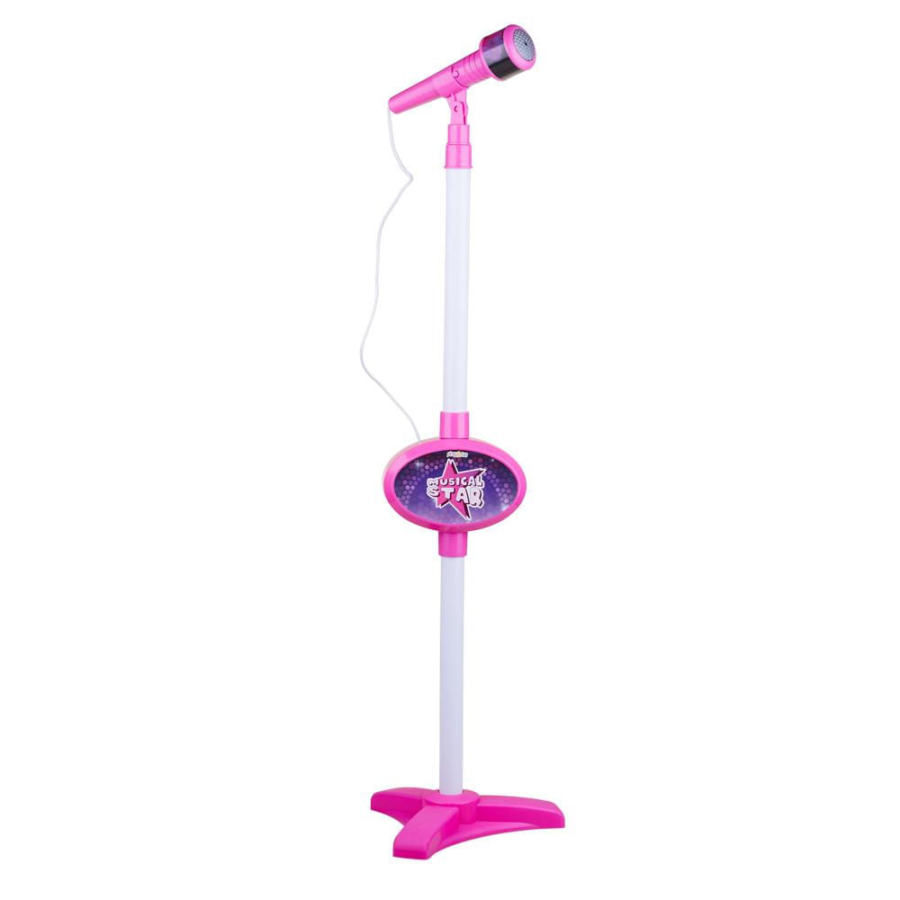 Microfone com Pedestal Musical Star Play&Fun Rosa