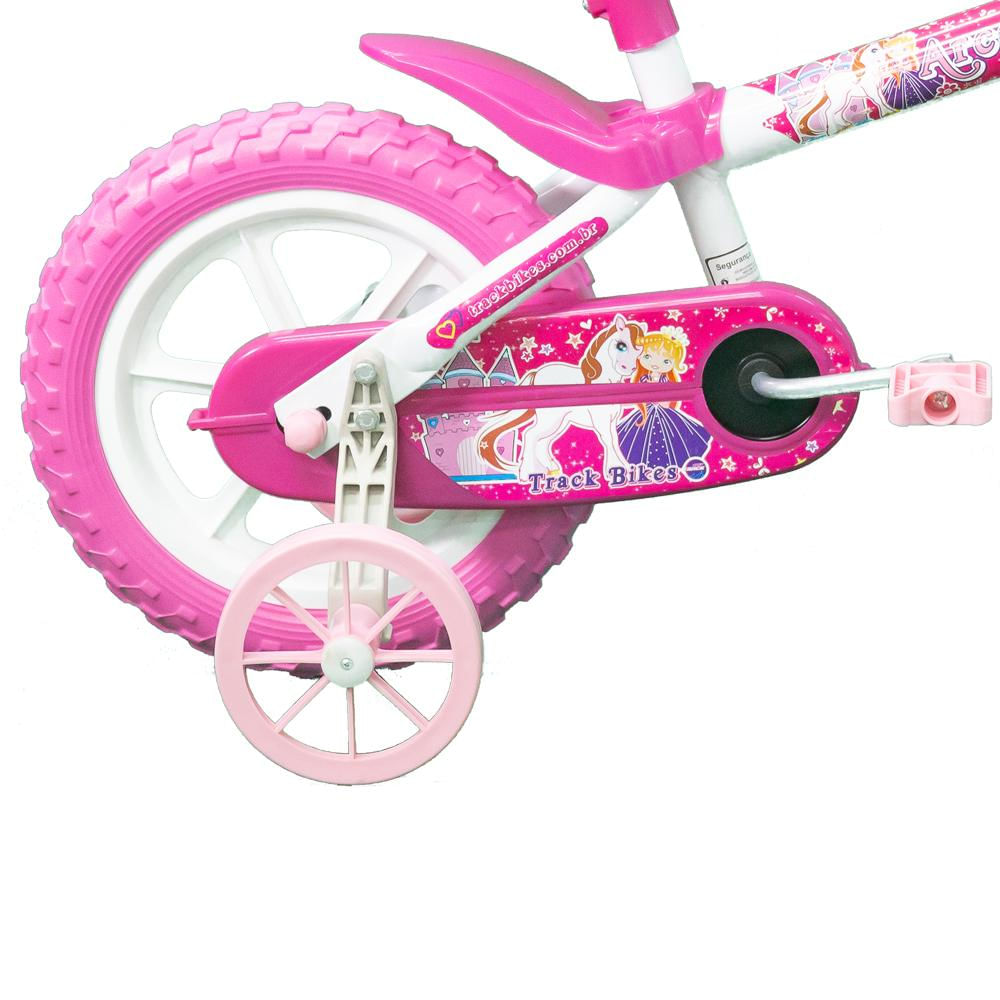 Bicicleta Infantil Aro 12 Arco-Íris Track&Bikes Branca com Rosa