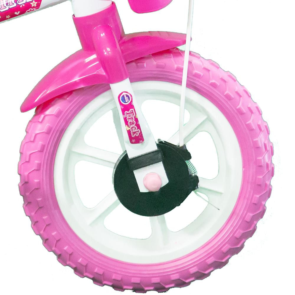 Bicicleta Infantil Aro 12 Arco-Íris Track&Bikes Branca com Rosa