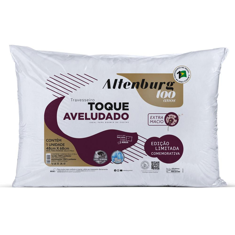 Travesseiro 48x68 Toque Aveludado Altenburg Branca