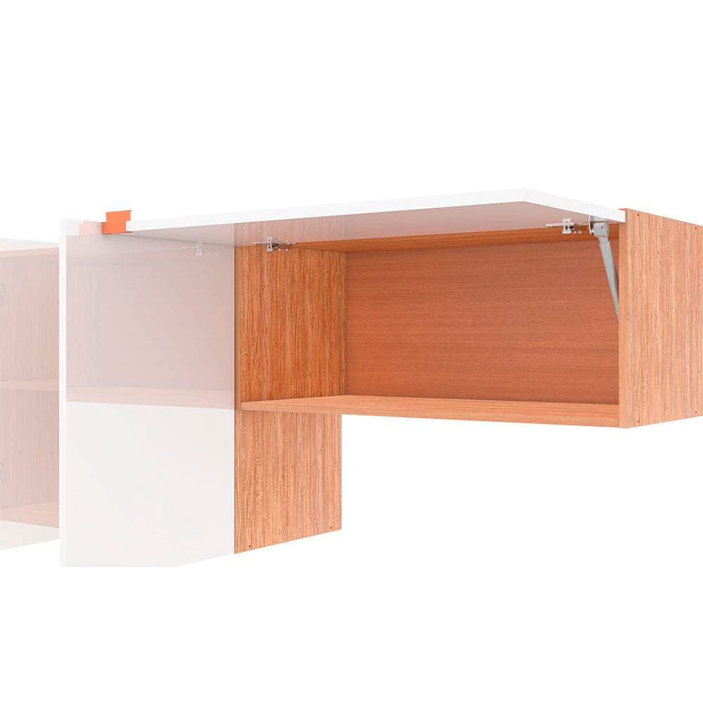 Cozinha Completa Bartira Joy com 11 Portas 2 Gavetas 5 Prateleiras e Nicho para Micro-ondas 244,5cm Damasco com Branco