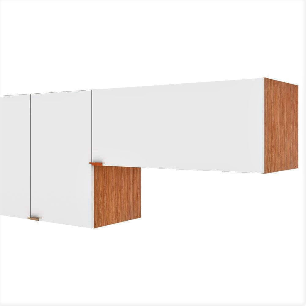 Cozinha Completa Bartira Joy com 11 Portas 2 Gavetas 5 Prateleiras e Nicho para Micro-ondas 244,5cm Damasco com Branco