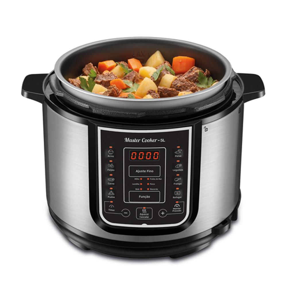 Panela de Pressão Elétrica 5 Litros Mondial Master Cooker PE38 Preta com Prata 127V 127V