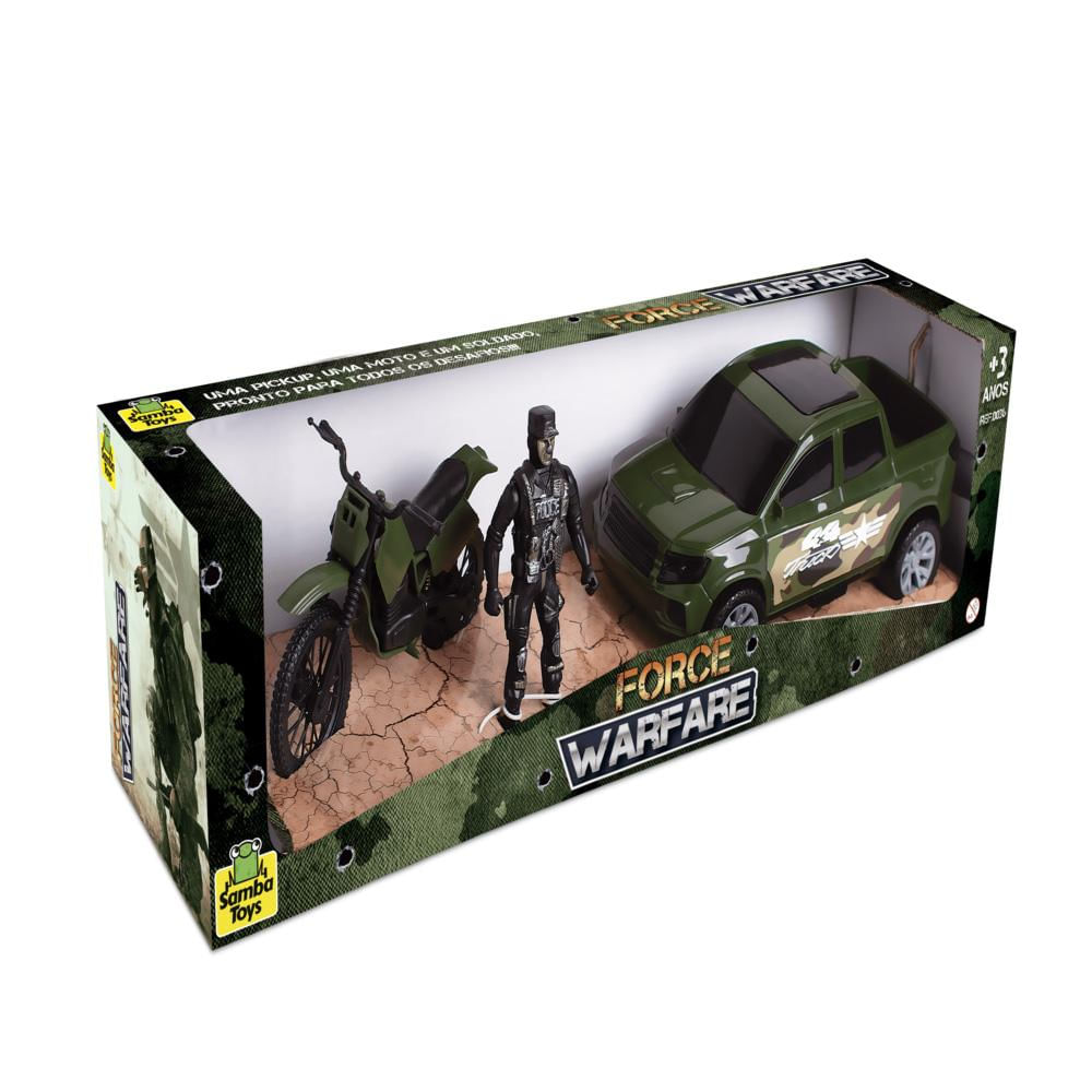 Kit Pick Up E Moto Force Warfare Com Soldado - Samba Toys