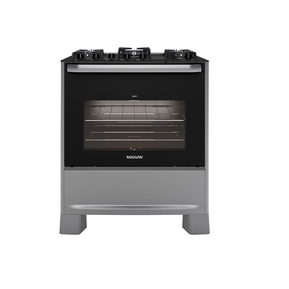 Fogão de Piso Suggar 5 Bocas Mesa de Vidro Best Grill Prata – 220 Volts