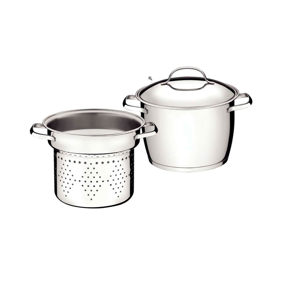 Conjunto Cozi-Pasta 2 Peças Tramontina Allegra em Aço Inox com Fundo Triplo