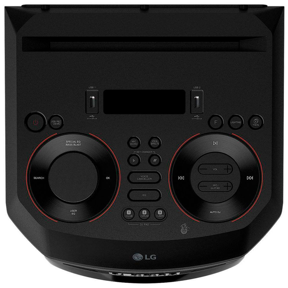 Torre de Som Acústica LG XBOOM RNC7 com Multi Bluetooth, Karaokê, Entrada de Microfone e Guitarra Preto / Bivolt