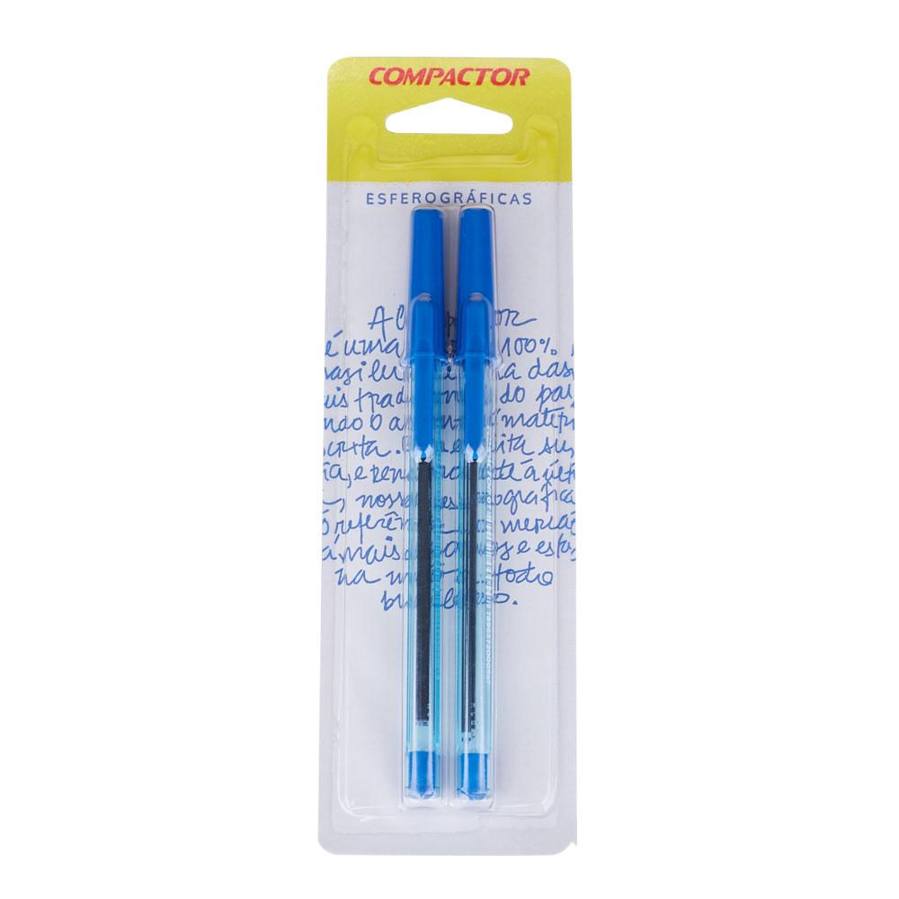 Caneta Esferográfica 0.7mm Azul com 2 Compactor