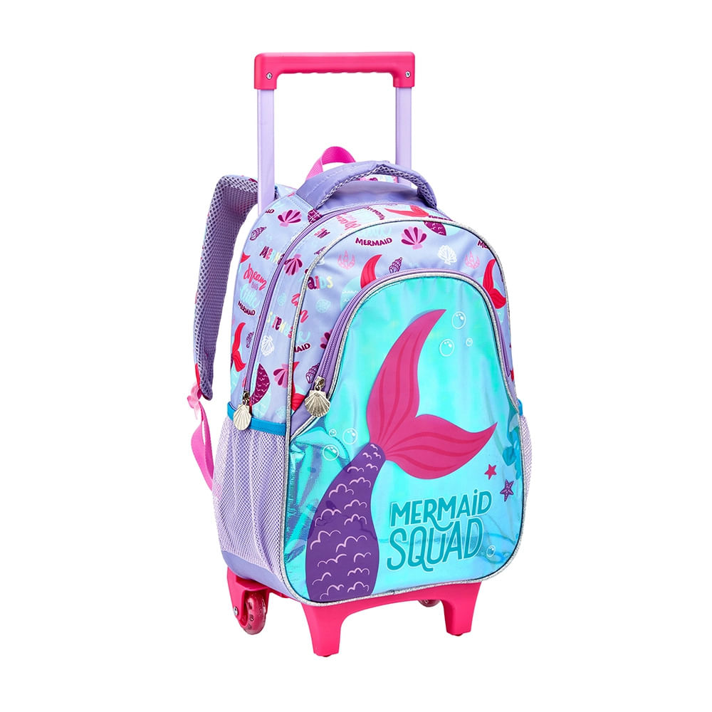 Mochila de Rodinhas Infantil Seanite Sereia/Unicórnio 16" - Item Sortido