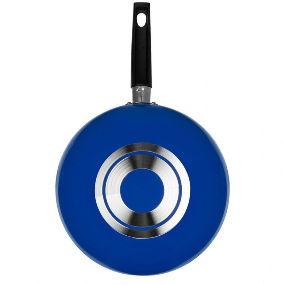 Frigideira Wok Multiflon com Cabo e Antiaderente 24cm Azul