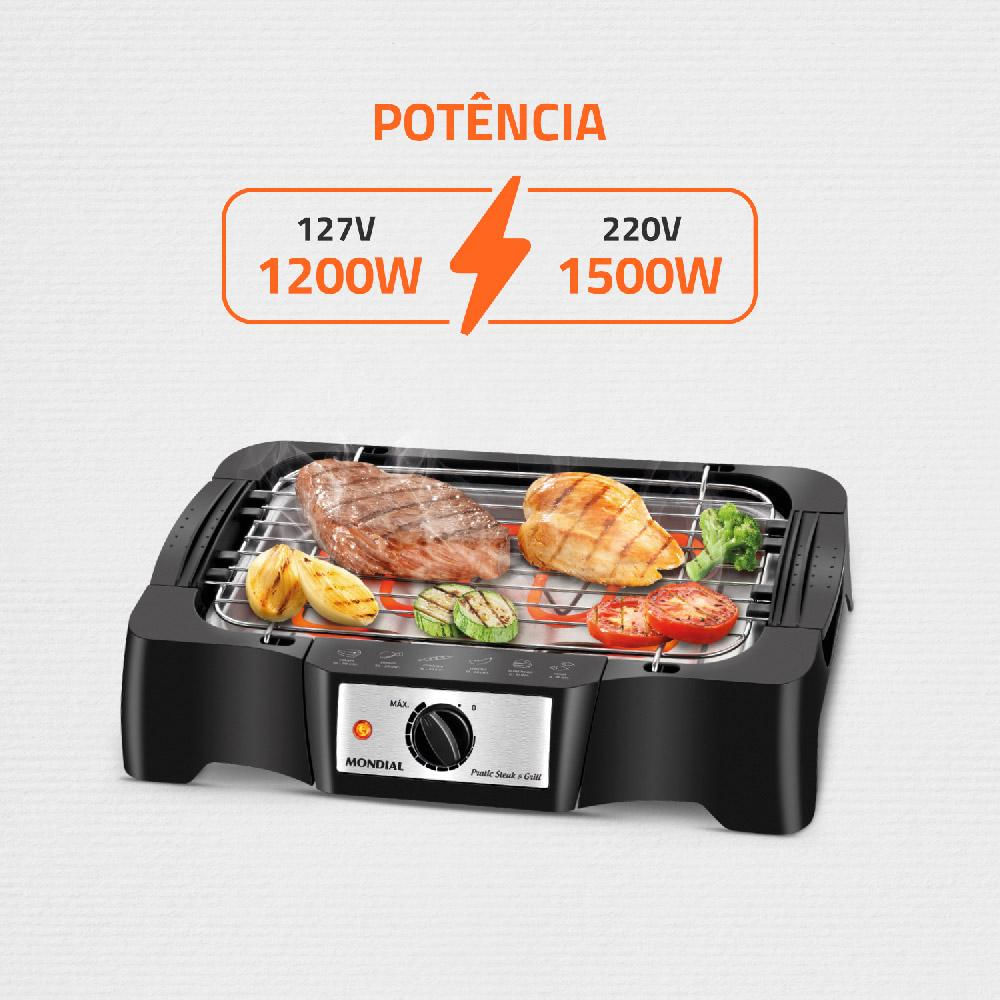 Churrasqueira Elétrica Mondial Pratic Steak e Grill CH-07 Preta 127V 127V