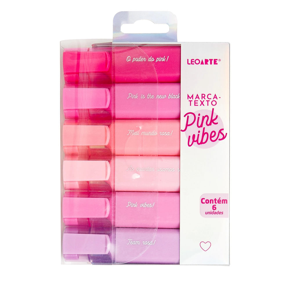 Marca-Texto LeoArte Vibes Pink 6 Cores