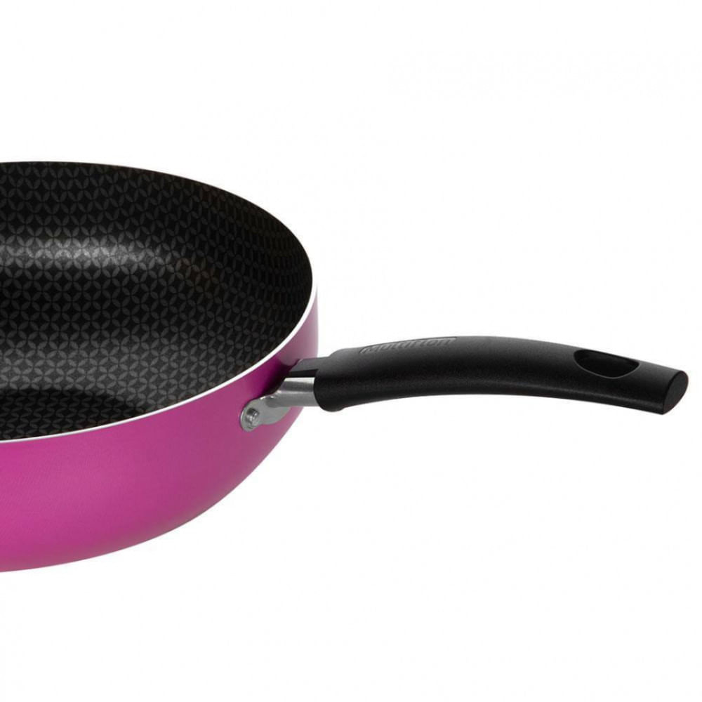 Frigideira Wok Multiflon Color com Revestimento Ultra 7 24 cm Rosa