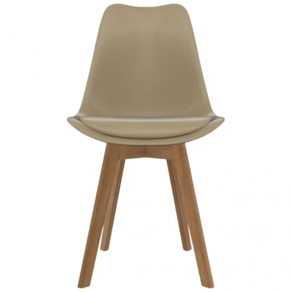 Cadeira de Jantar SeatCo Saarinen PP Wood com Assento Estofado e Revestimento em Courino