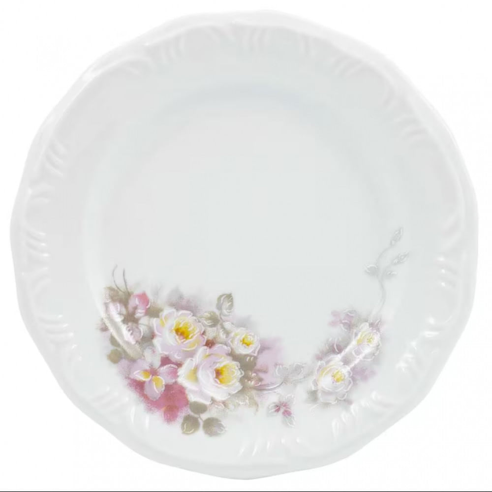 Aparelho de Jantar 20 Peças P.Schmidt Clássica Eterna em Porcelana com Xícara de Chá Branco