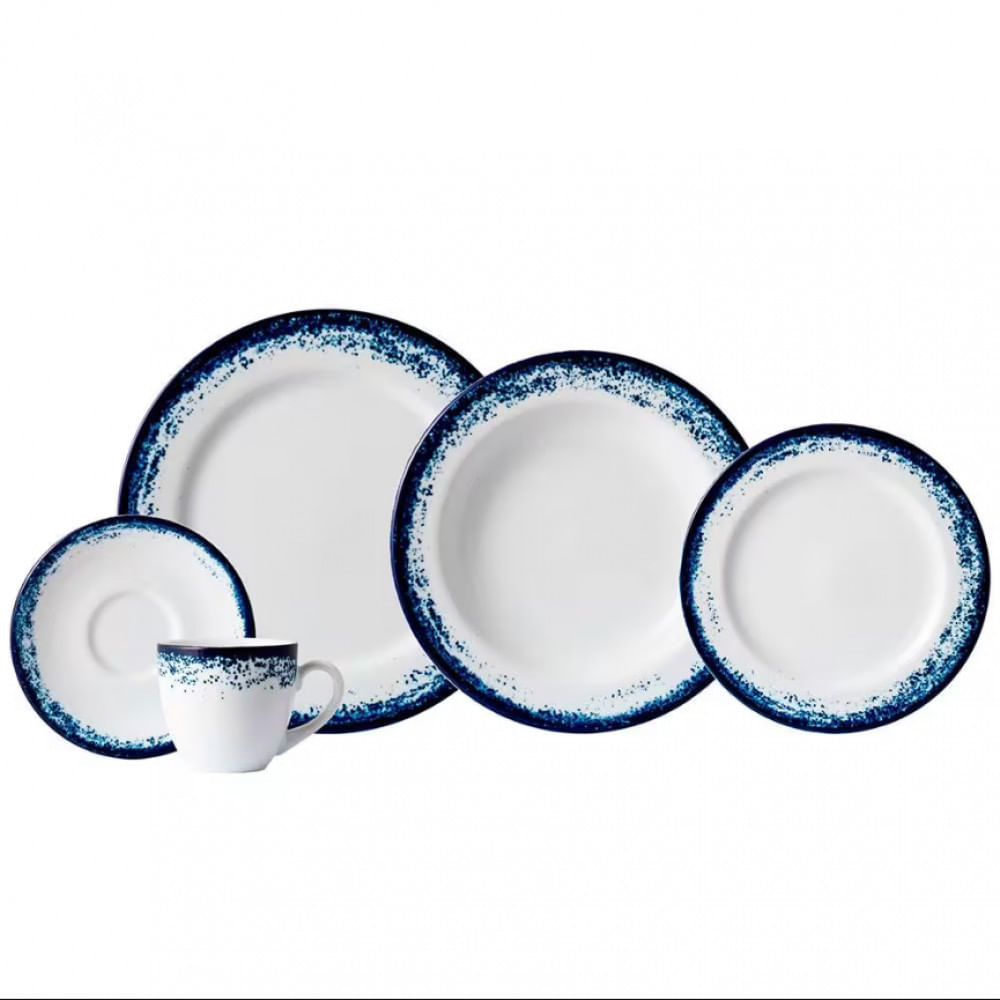 Aparelho de Jantar 20 Peças P.Schmidt Real Névoa em Porcelana com Xícara de Chá