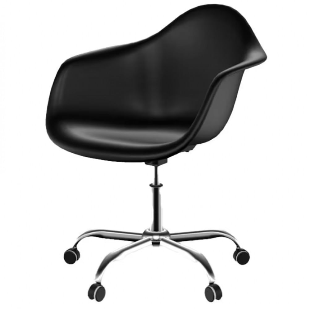 Cadeira de Jantar SeatCo Eames Arm PP com Regulagem de Altura e Pés com Rodízios Preto