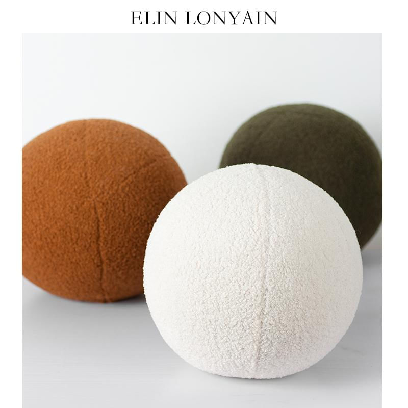 Almofada Redonda de Lã Plush em Forma de Bola para Decoração