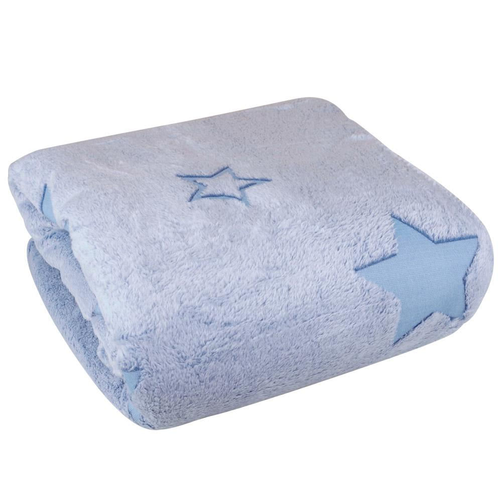 Manta Infantil 150x200cm Flannel Fantasy Cinza com Estrelas Cazza