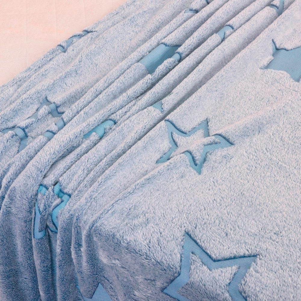 Manta Infantil 150x200cm Flannel Fantasy Cinza com Estrelas Cazza