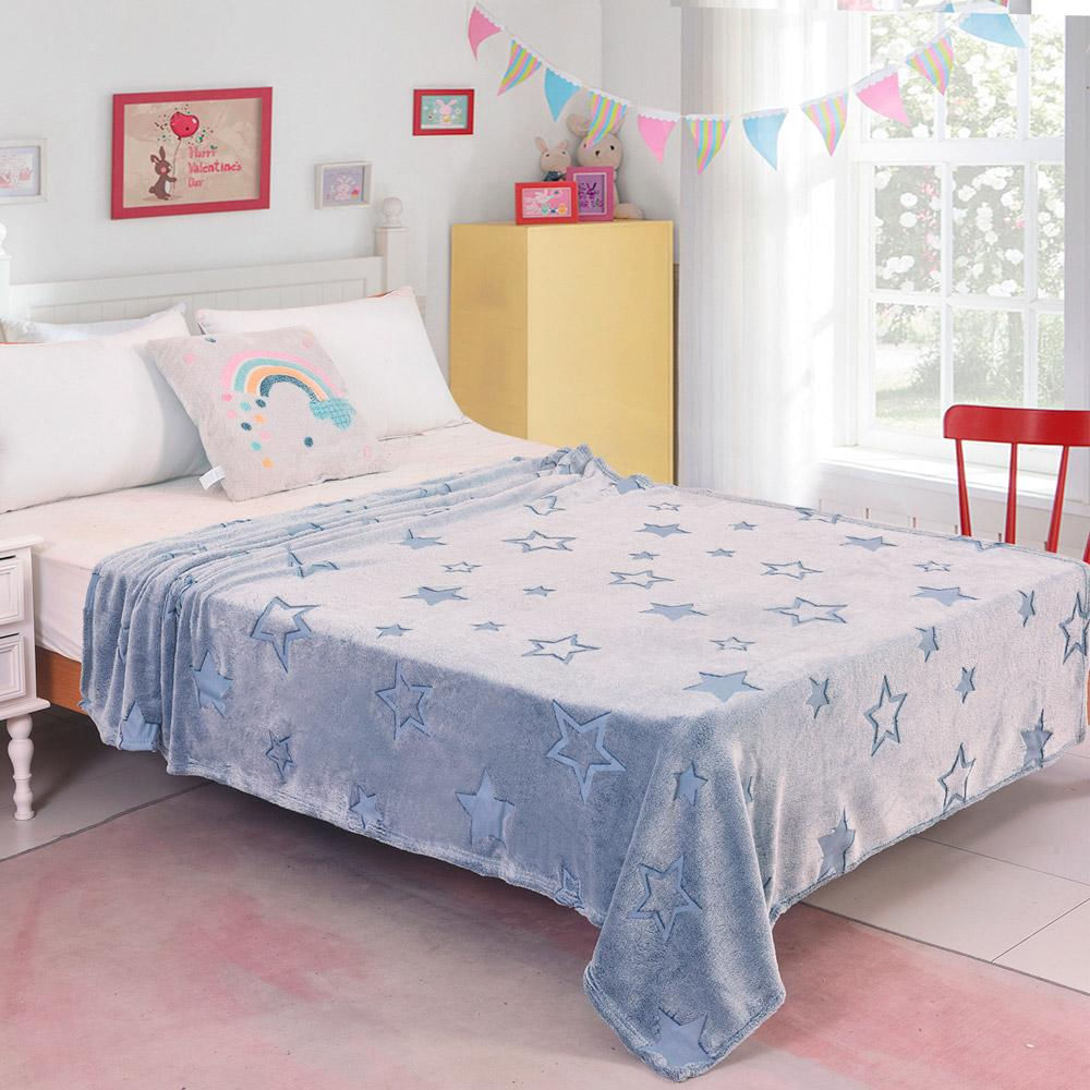 Manta Infantil 150x200cm Flannel Fantasy Cinza com Estrelas Cazza