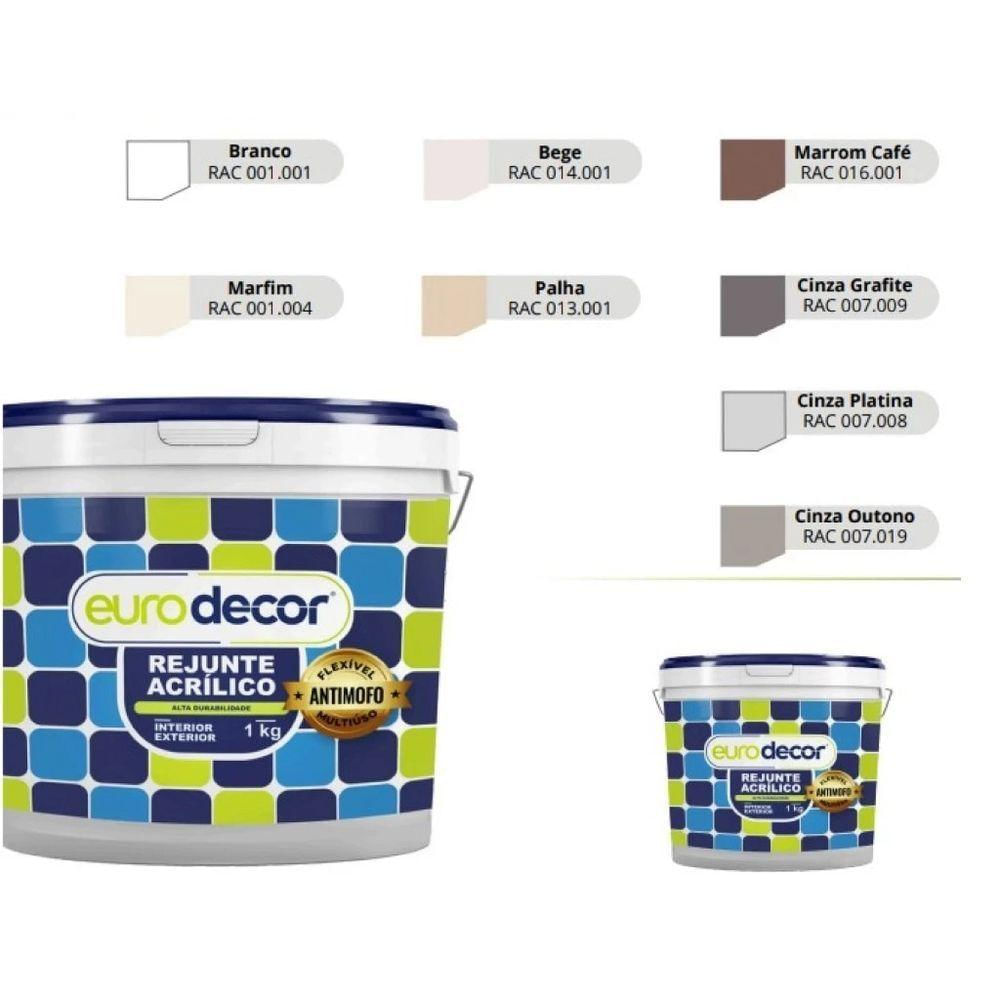 Rejunte Acrílico Branco Marfim Eurodecor 1kg Pronto P- Uso Premium.