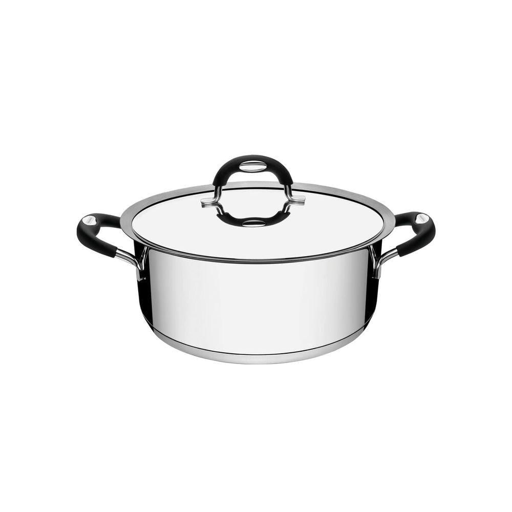 Caçarola Tramontina Rasa Em Aço Inox Com Tampa 24 Cm 4,7 L