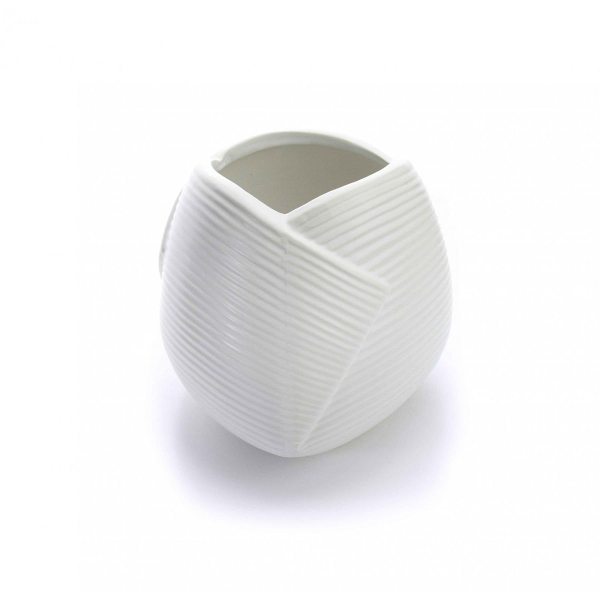 Vaso Decorativo Dobradura Branco em Cerâmica 16,5x17,5 cm - D'Rossi