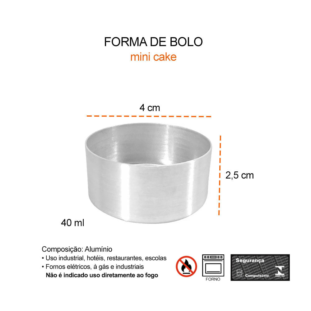 Forma Mini Bolo Aluminio Forminha Copinho 4cm Kit 50un