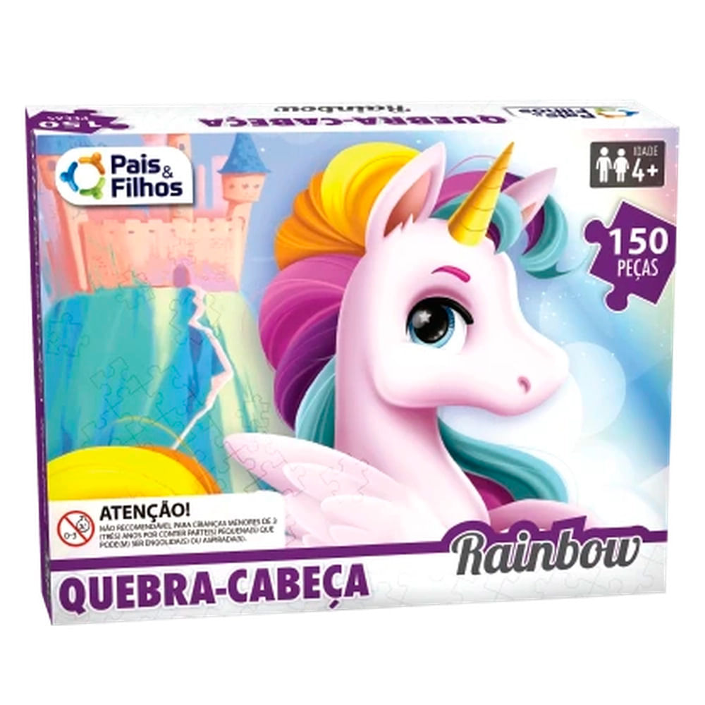 Quebra cabeça Unicornio Rainbow 150 peças Pais e Filhos