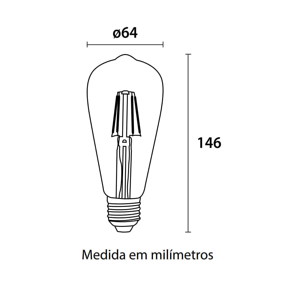 Lâmpada Led Blumenau Filamento Pera St64 4W E27 Bivolt - Le biscuit