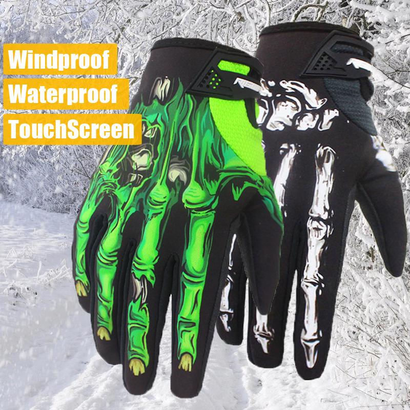 Luvas de Motocicleta Skeleton para Inverno e Outono S / branco